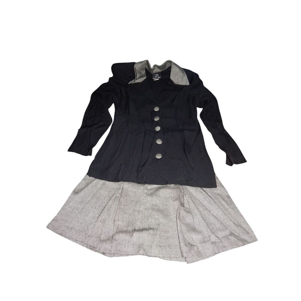 Victoria Ashley women’s 3/4 vintage black long sleeve blouse & skirt set